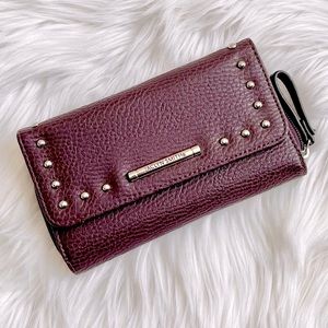 NWOT Jaclyn Smith Eggplant Studded Faux Leather Wallet